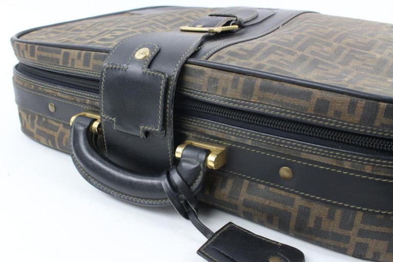 Fendi Men Brown Suitcase With All-Over Ff Motif And Ff Plate On The Front In Fabric For Men