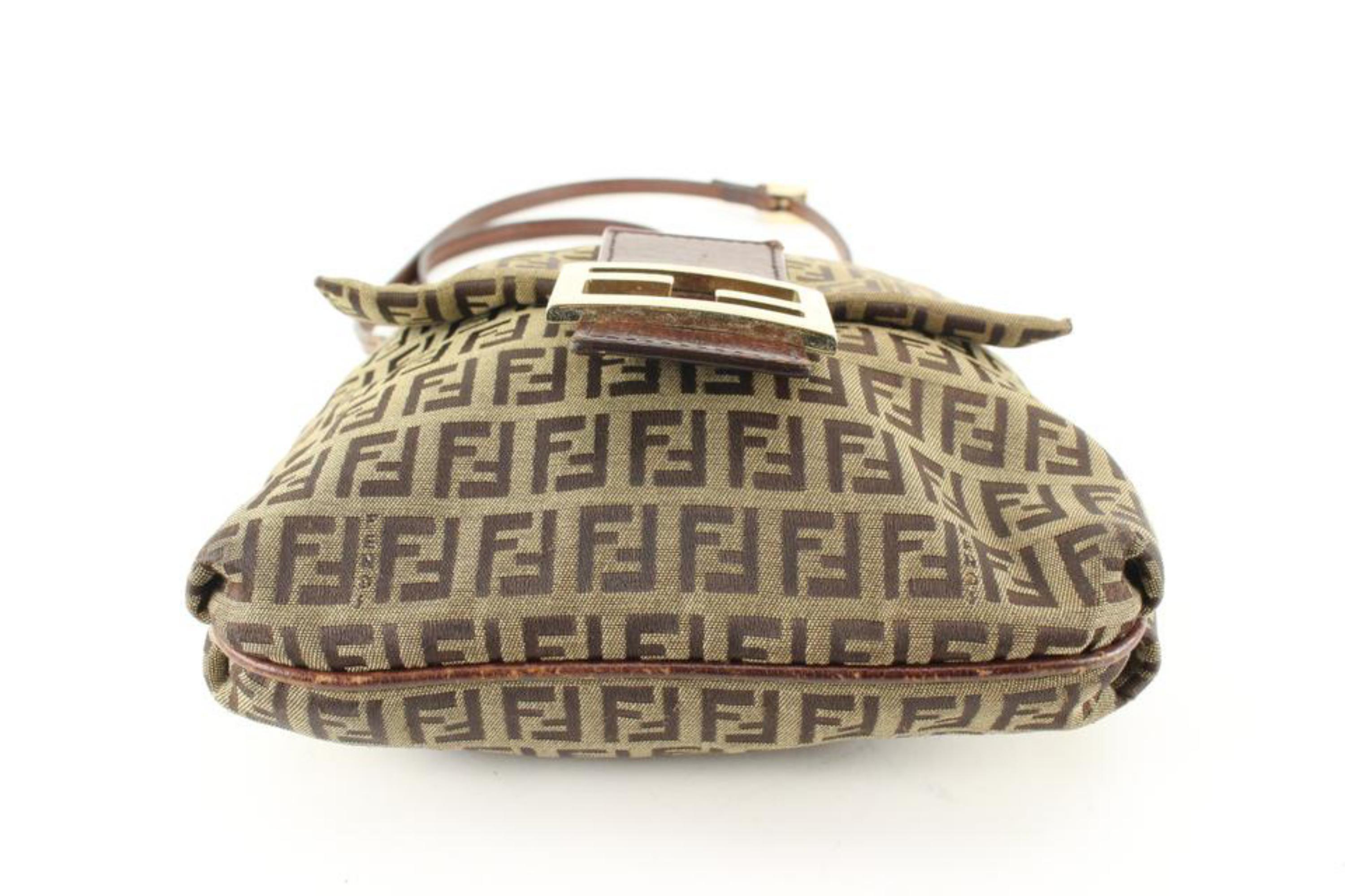 Marron Fendi Brown Monogram FF Zucchino Mamma Crossbody 53f628s en vente