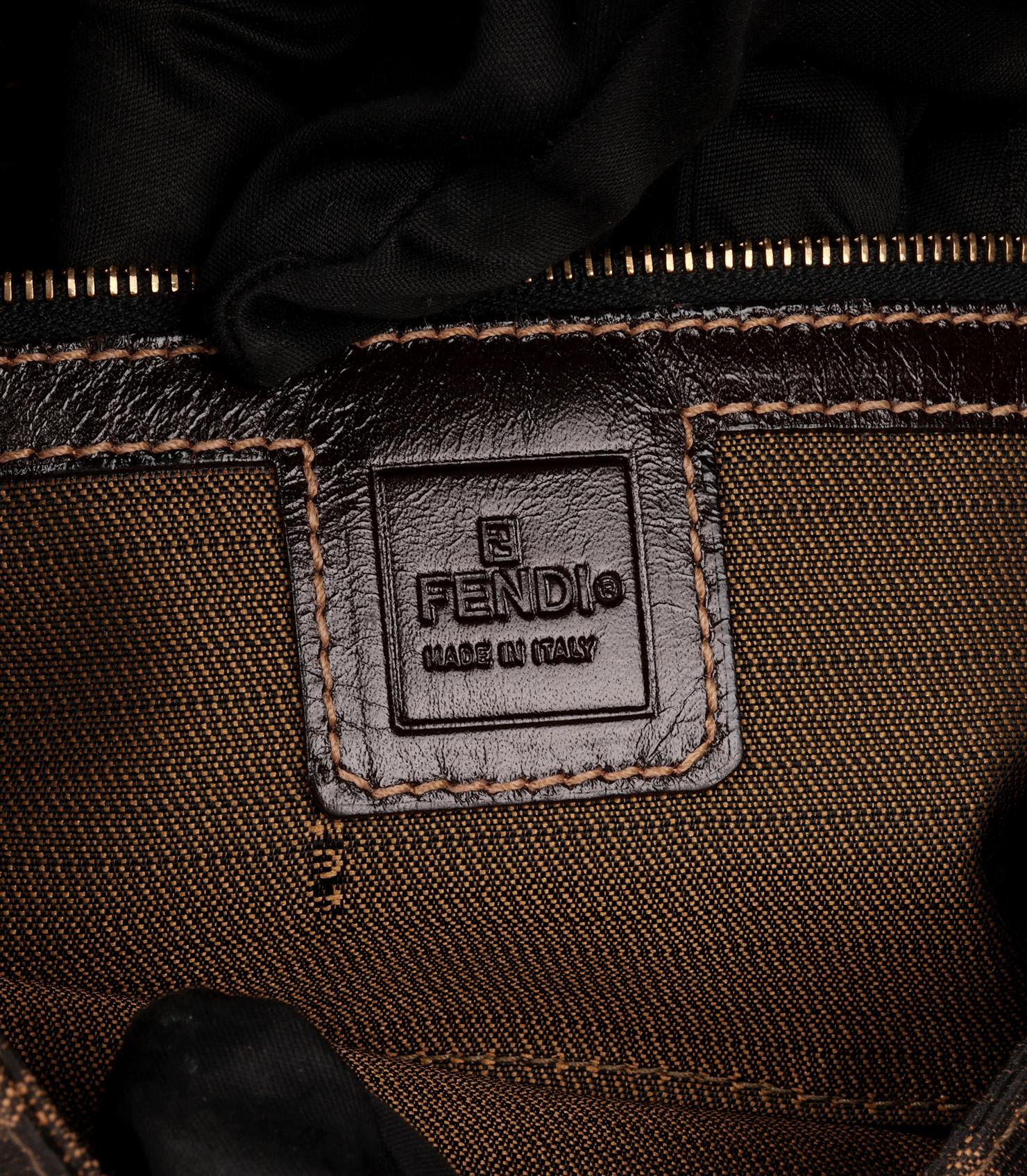 Fendi Brown Monogram Zucca Canvas & Calfskin Leather Vintage Baguette 5