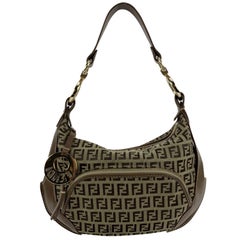 Fendi Brown Monogram Zucchino Canvas Hobo Shoulder Bag