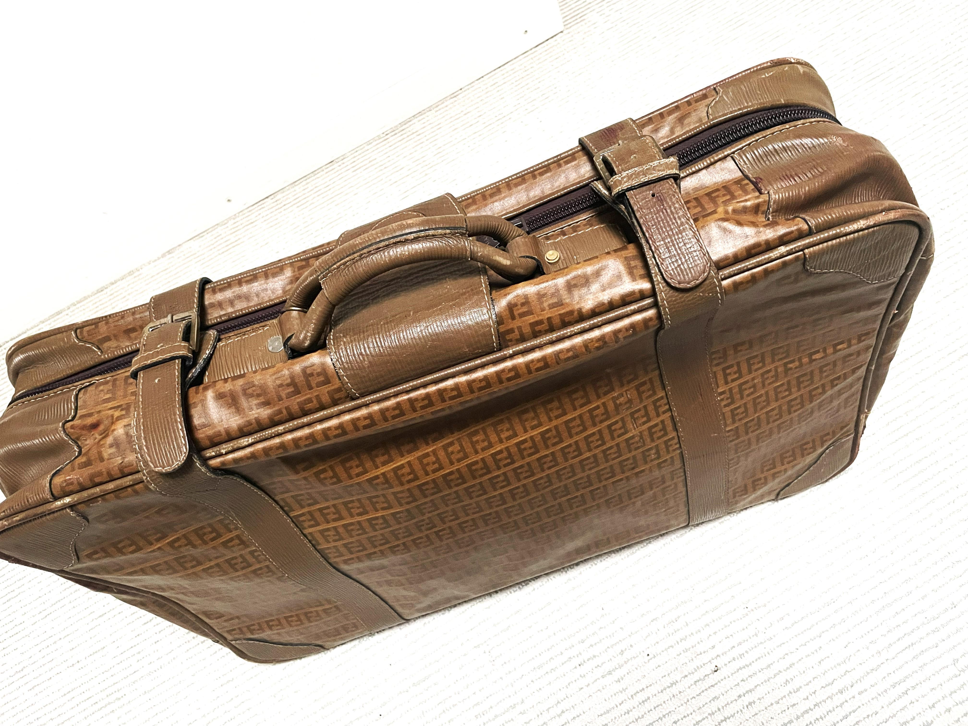 Fendi Brown Monogramm FF Zucca Canvas/Leather suitcase, Italy 1980/1990s For Sale 7