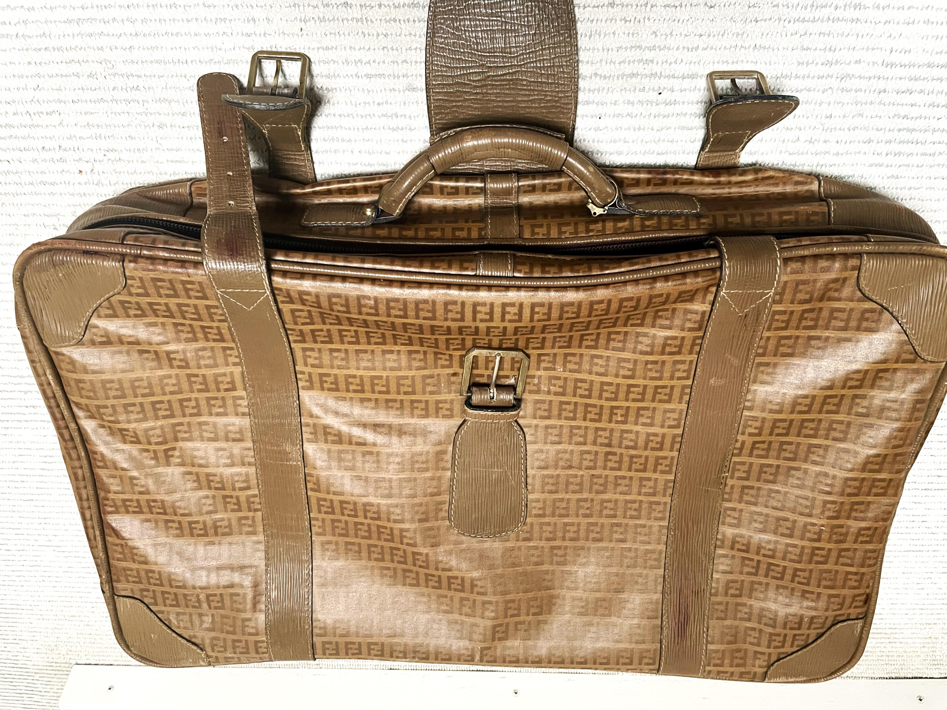 Fendi Brown Monogramm FF Zucca Canvas/Leather suitcase, Italy 1980/1990s For Sale 8