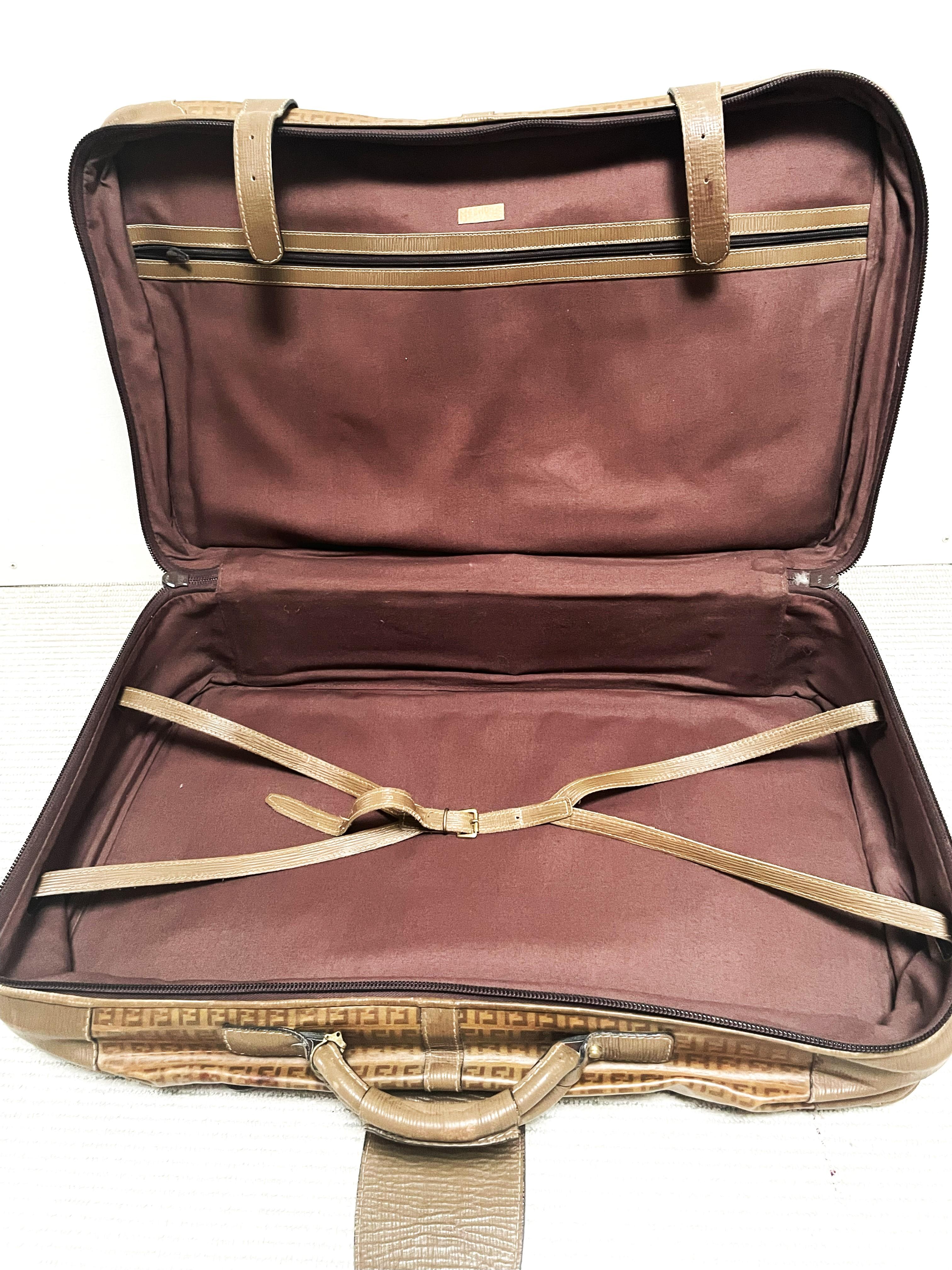Fendi Brown Monogramm FF Zucca Canvas/Leather suitcase, Italy 1980/1990s For Sale 10