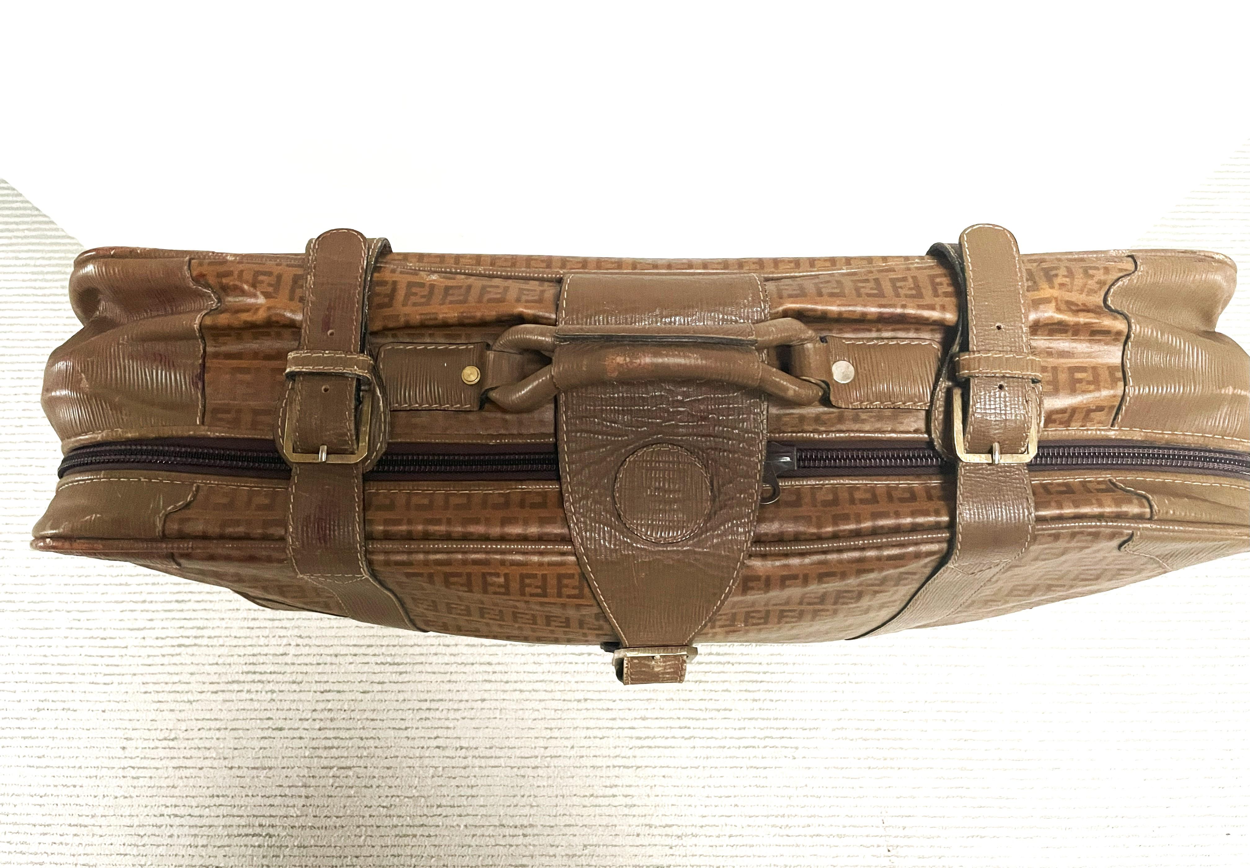 Fendi Brown Monogramm FF Zucca Canvas/Leather suitcase, Italy 1980/1990s For Sale 1