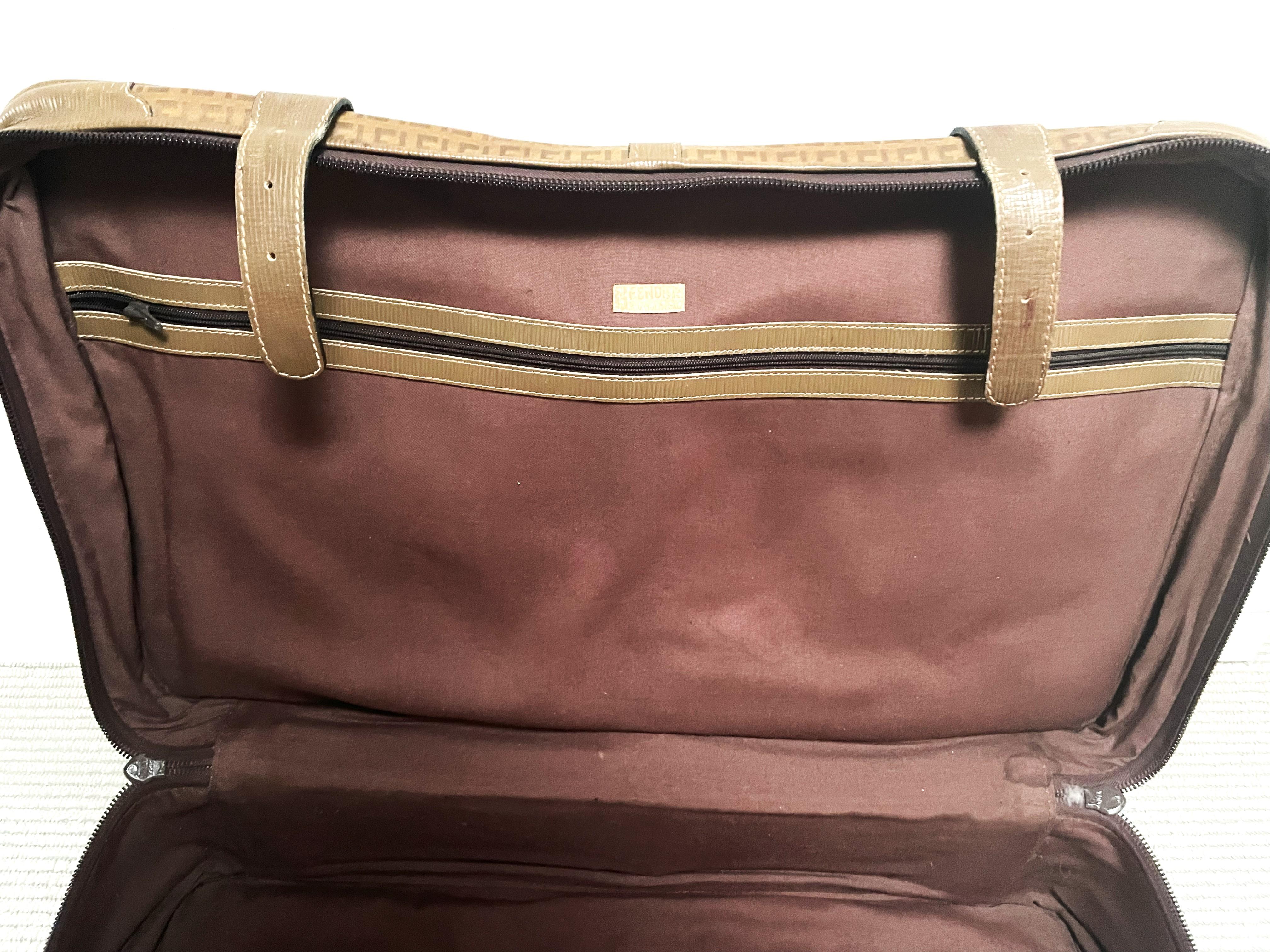 Fendi Brown Monogramm FF Zucca Canvas/Leather suitcase, Italy 1980/1990s For Sale 4