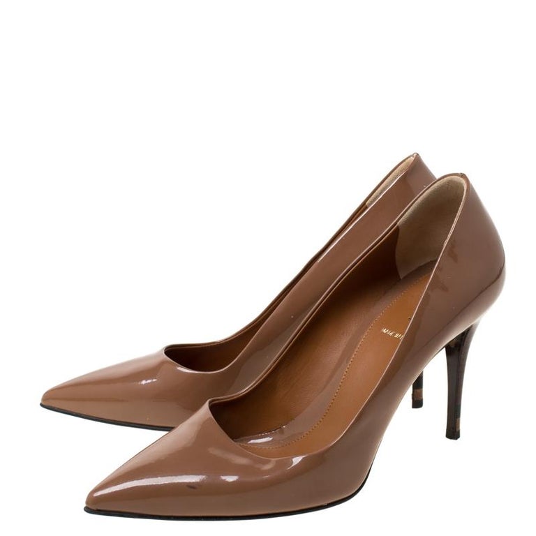 Fendi Brown Patent Leather Pointed Toe Pumps Size 38 For Sale at ...