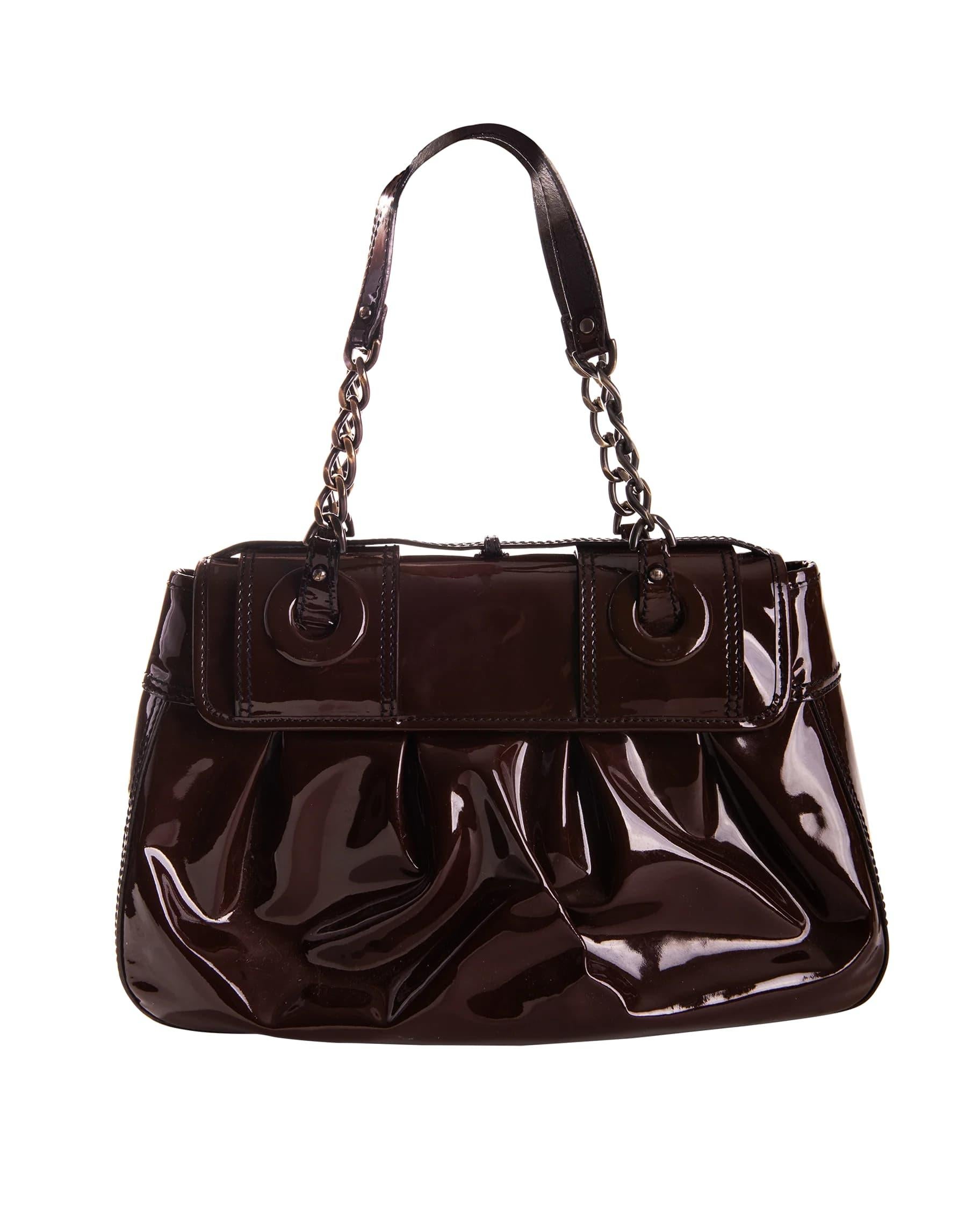 Fendi Brown Patent Leather Shoulder Bag 1