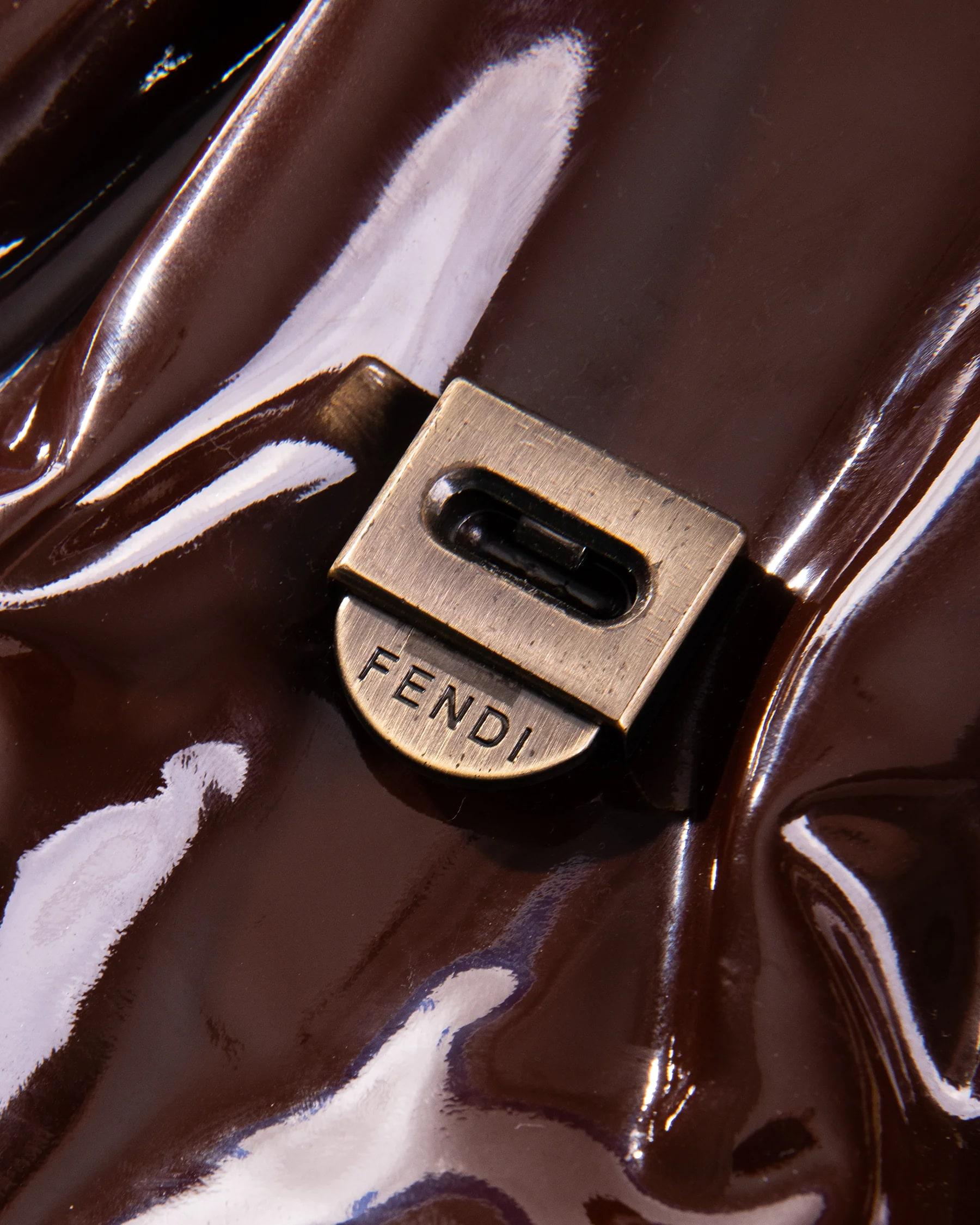 Fendi Brown Patent Leather Shoulder Bag 2