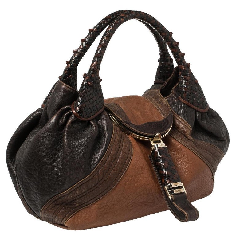 Fendi Brown Pebbled Leather Crispe Spy Bag at 1stDibs