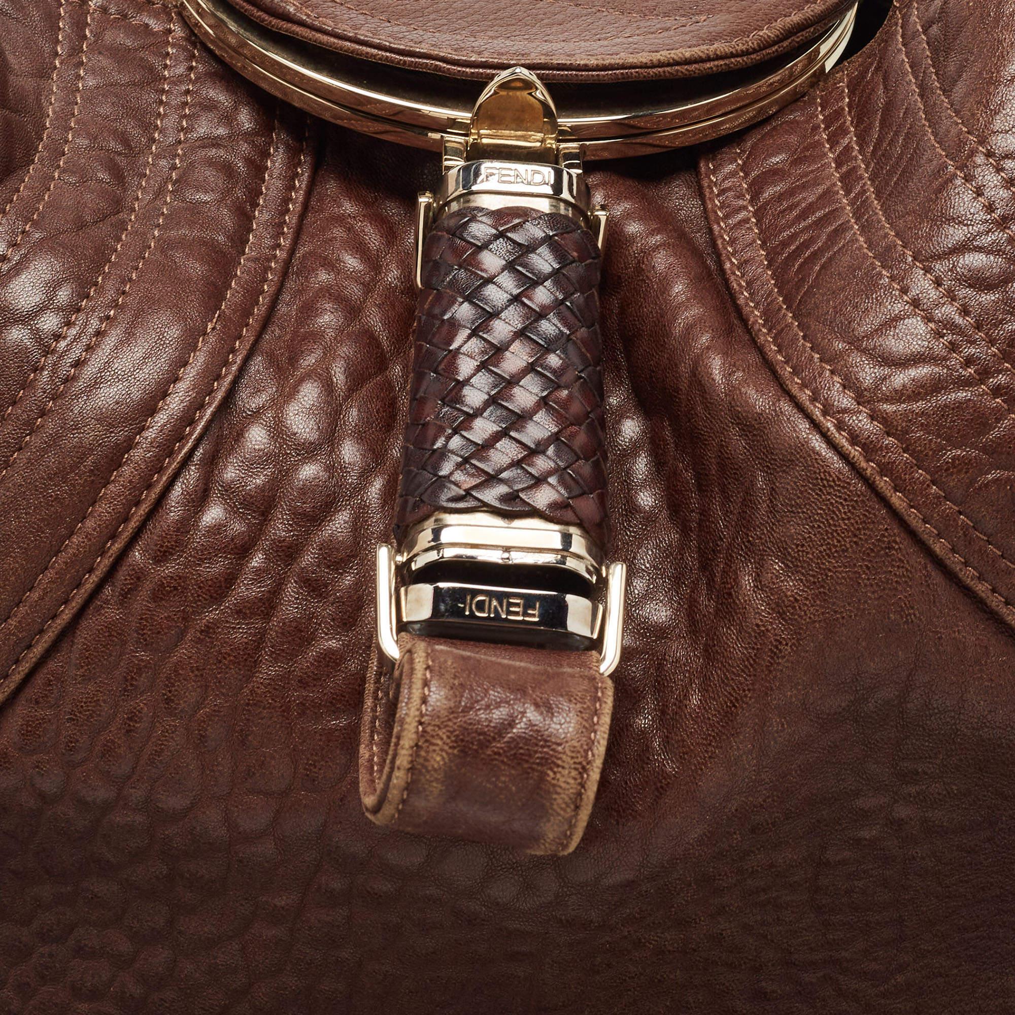 Fendi Brown Pebbled Leather Spy Bag 8