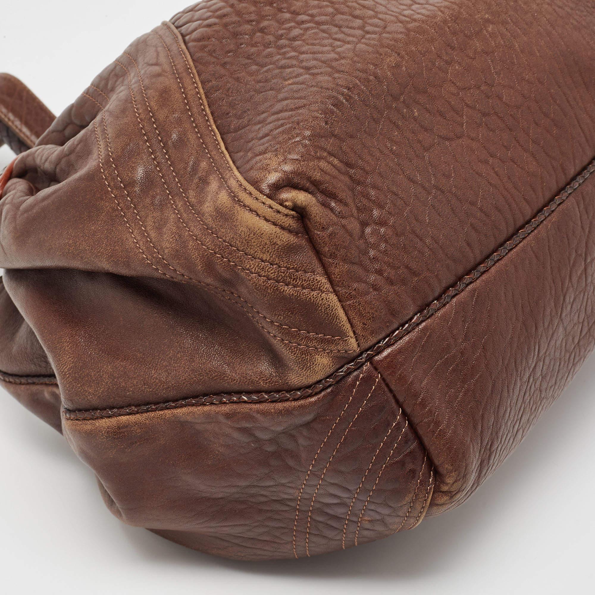 Fendi Brown Pebbled Leather Spy Bag 9
