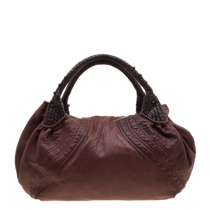 Fendi Brown Pebbled Leather Spy Bag In Good Condition In Dubai, Al Qouz 2
