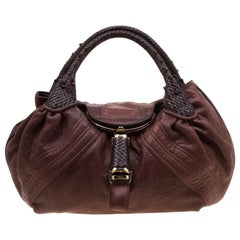 Fendi Brown Pebbled Leather Spy Bag