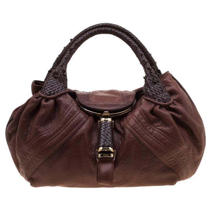 Fendi Brown Pebbled Leather Spy Bag For Sale at 1stDibs