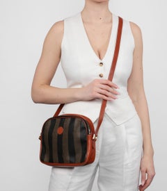 Fendi Brown Pequin Coated Canvas & Calfskin Leather Vintage Camera Bag
