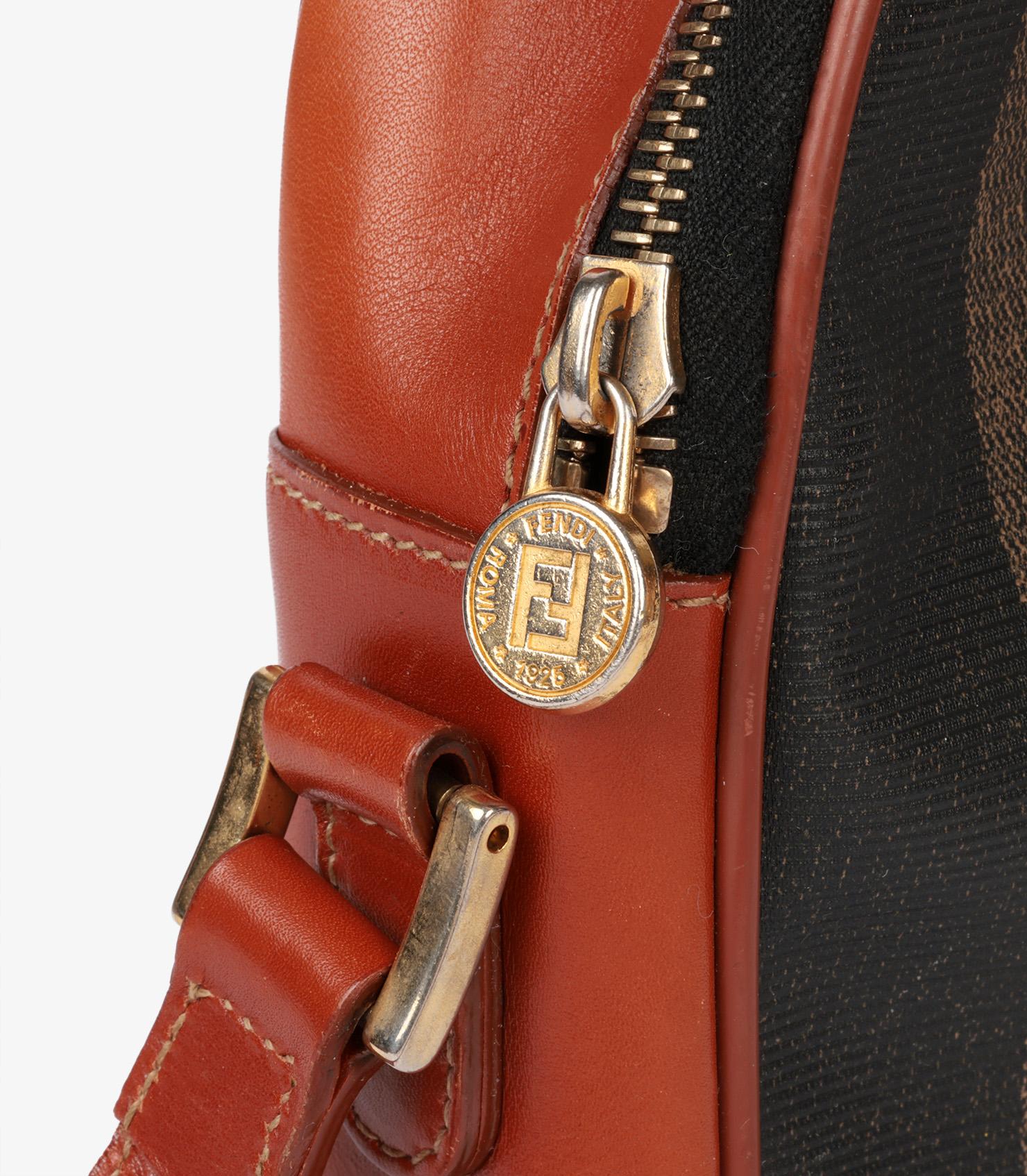 Fendi Brown Pequin Coated Canvas & Calfskin Leather Vintage Camera Bag 4