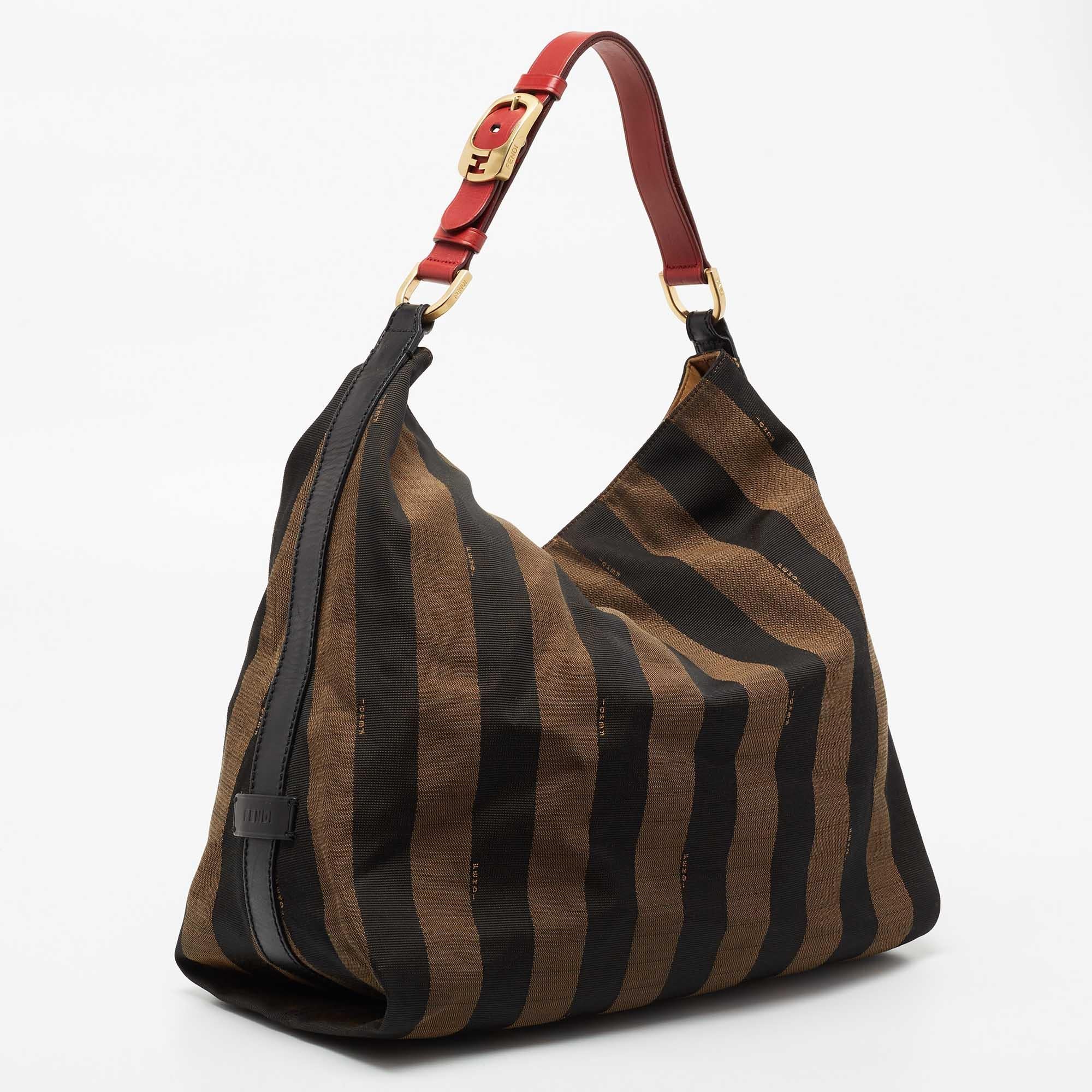 Fendi Brown Pequin Striped Canvas Hobo at 1stDibs | fendi striped ...