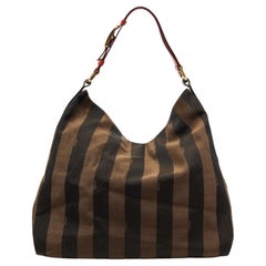Fendi Braun Pequin Gestreiftes Segeltuch Hobo