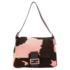 Fendi Borsa Mama Baguette in pelle e vitello marrone/rosa