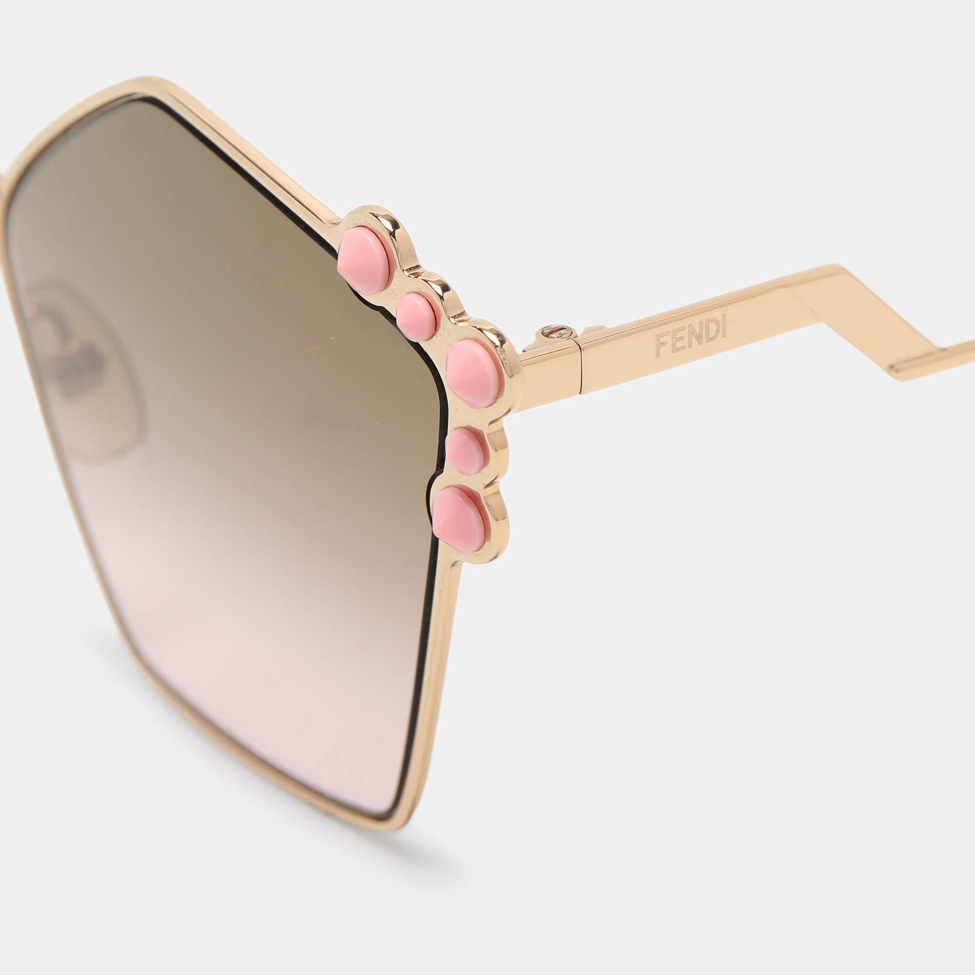 A statement pair of sunglasses from Fendi will surely make a prized buy. Featuring a trendy frame and lenses meant to protect your eyes the sunglasses are ideal for all day wear.