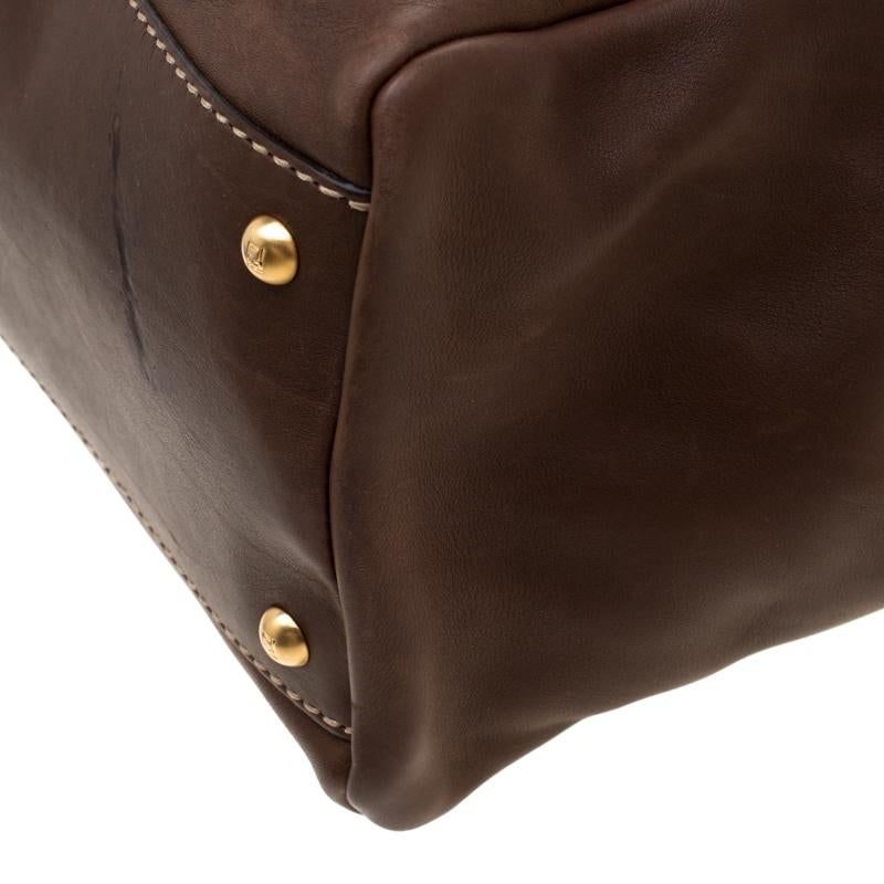 Fendi Brown/Pink Selleria Leather Large Peekaboo Top Handle Bag 6