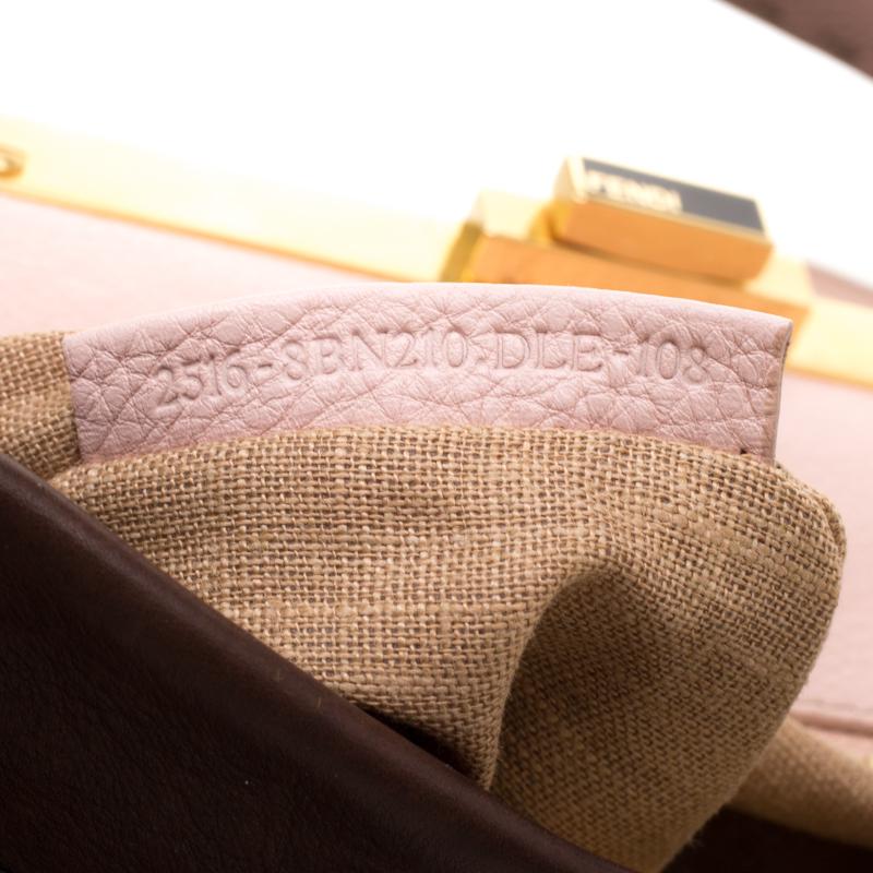 Fendi Brown/Pink Selleria Leather Large Peekaboo Top Handle Bag 1