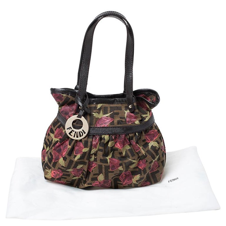 Fendi Zucca Logo Rose Shoulder Bag