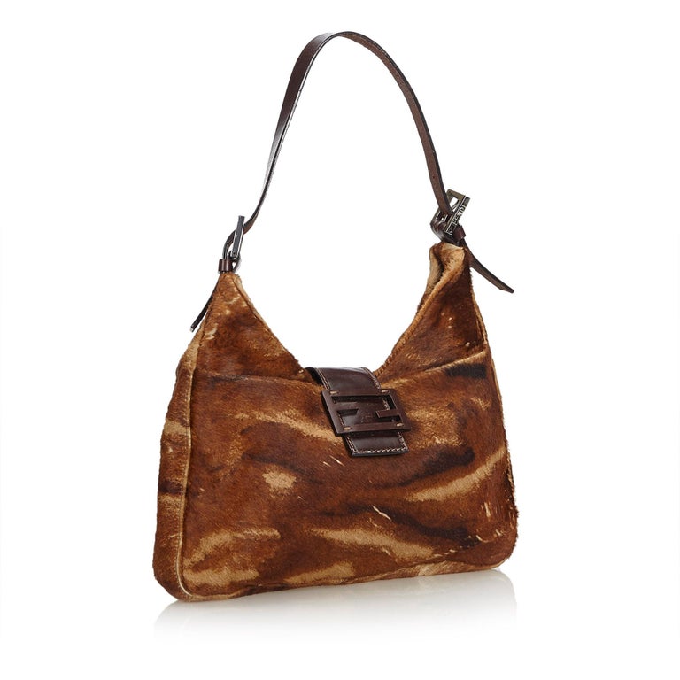 Fendi Brown Pony Hair Shoulder Bag For Sale at 1stDibs