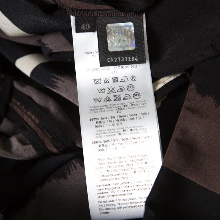 Fendi Brown Printed Silk Elasticized Waist Tapered Pants S For Sale At 1stdibs