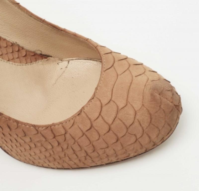 Fendi Braun Python Geprägtes Leder FF Logo Absatz Plateau Pumps Größe 36.5 im Angebot 3