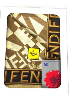Fendi Brown Rare Vintage Ff Monogram Logo Cotton 4fa528 Scarf/Wrap