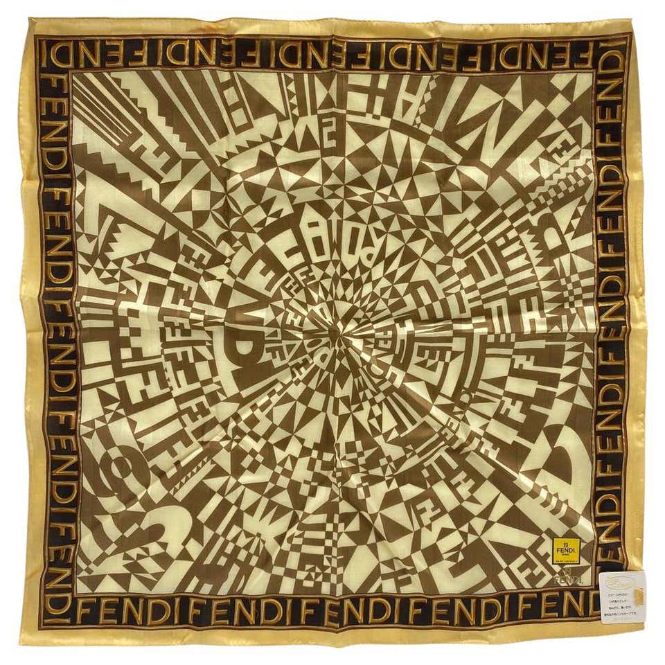 Pattern Fendy Fendi Vintage Blue Jacquard Silk Scarf Paisley Pattern For Sale at 1stDibs