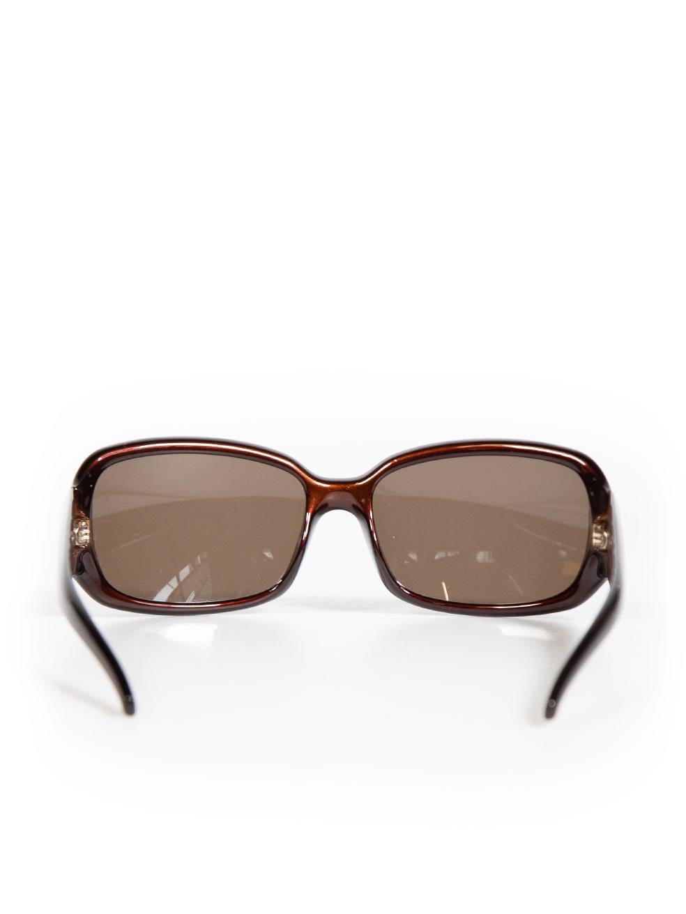 Women's Fendi Brown Rectangle Crystal FF Sunglasses