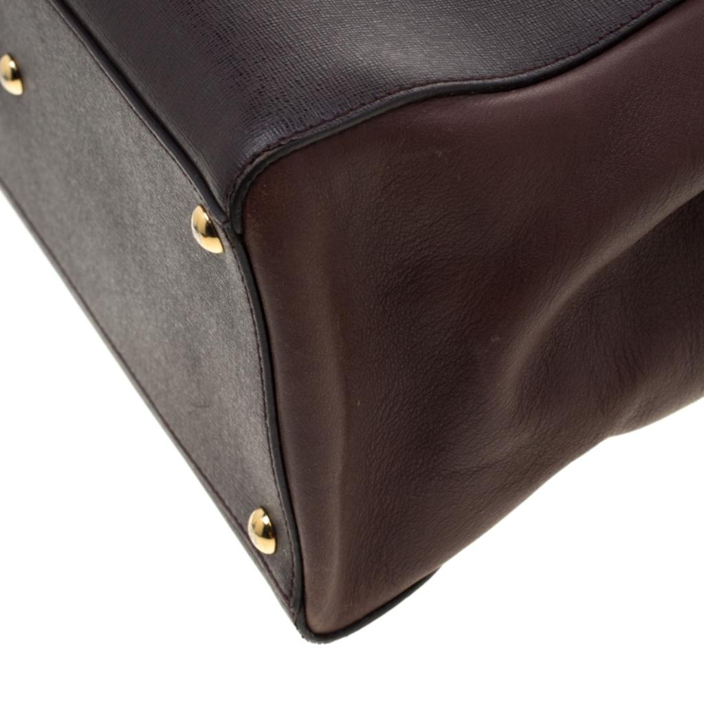 Fendi Brown Saffiano Leather 2Jours Tote 5