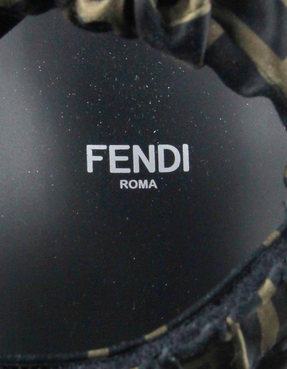 Black Fendi Brown Satin Ruched Fendi Feel Monogram Strappy Sandals sz 39.5 