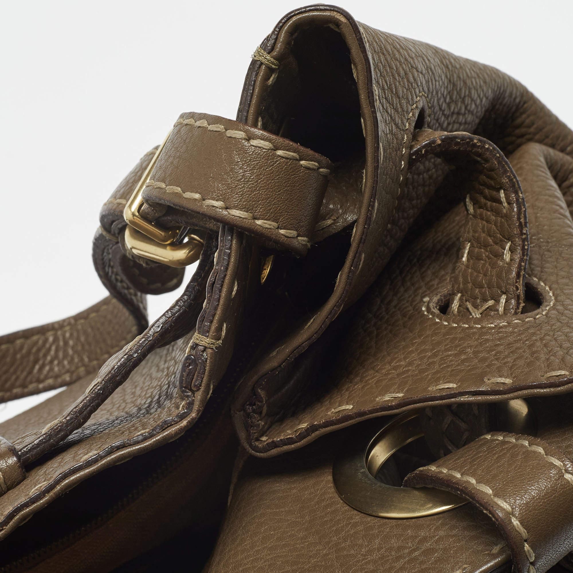 Fendi Brown Selleria Leather Hobo In Fair Condition In Dubai, Al Qouz 2