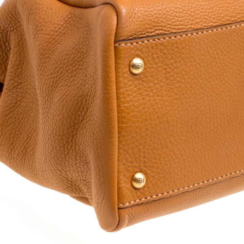 Fendi Brown Selleria Leather Large Peekaboo Top Handle Bag For Sale 8