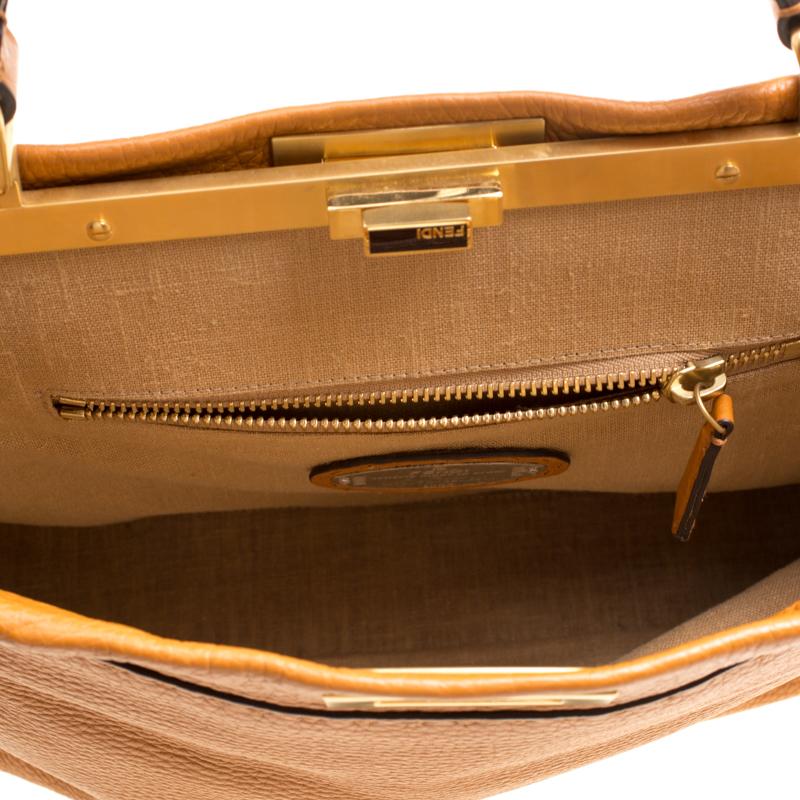 Fendi Brown Selleria Leather Large Peekaboo Top Handle Bag 6