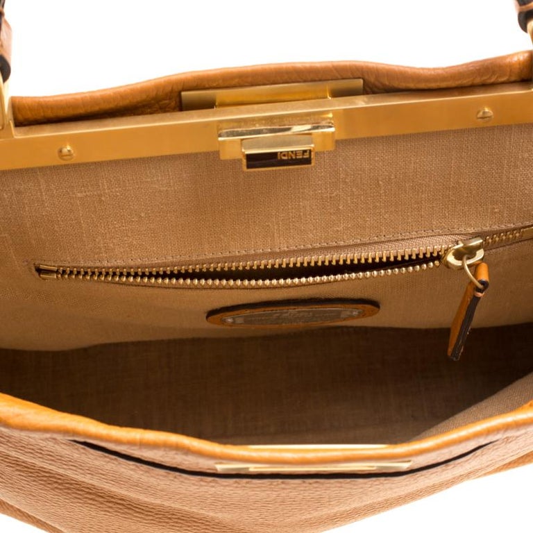 Fendi Brown Selleria Leather Large Peekaboo Top Handle Bag at 1stDibs
