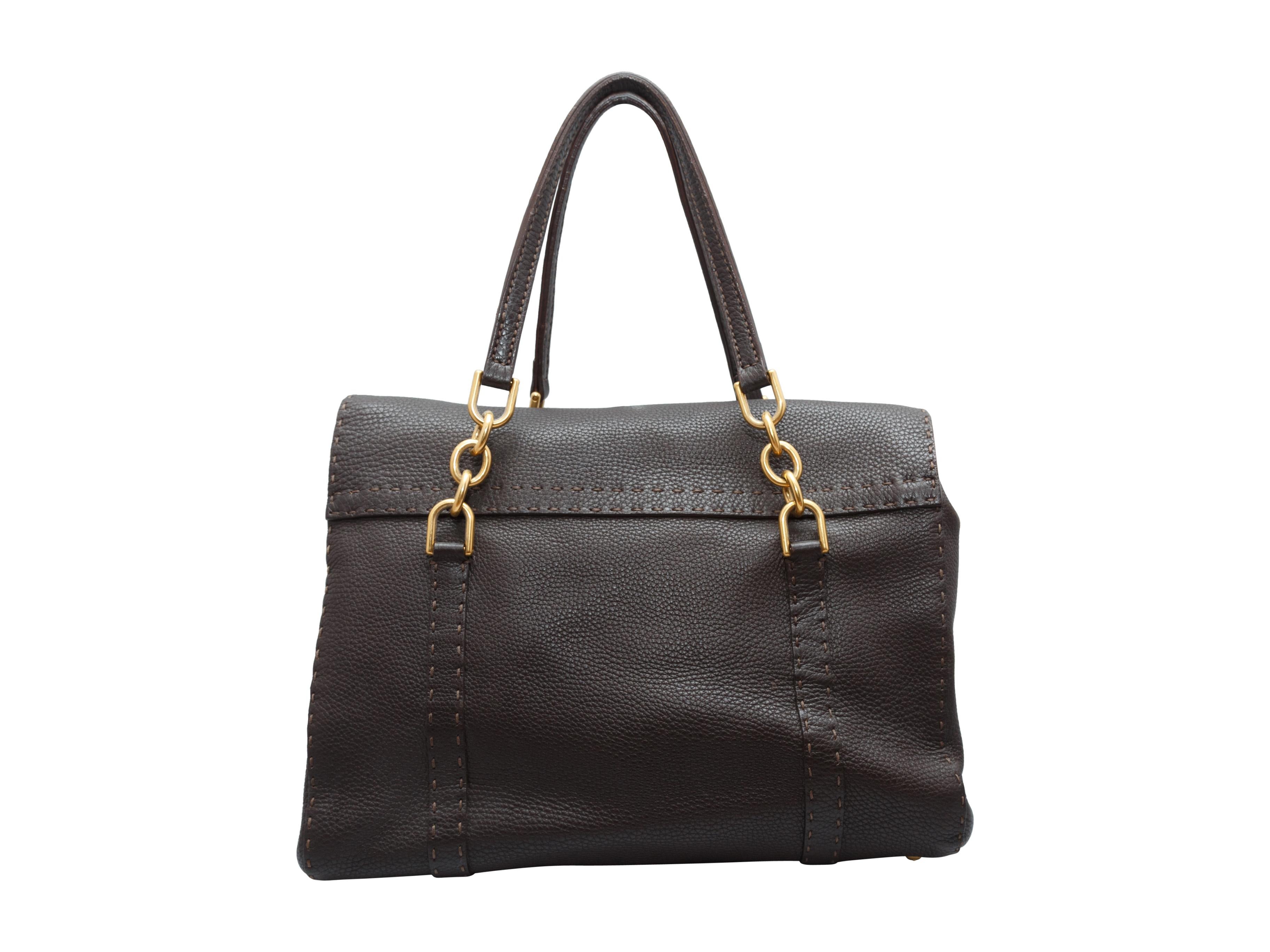 Black Fendi Brown Selleria Leather Shoulder Bag