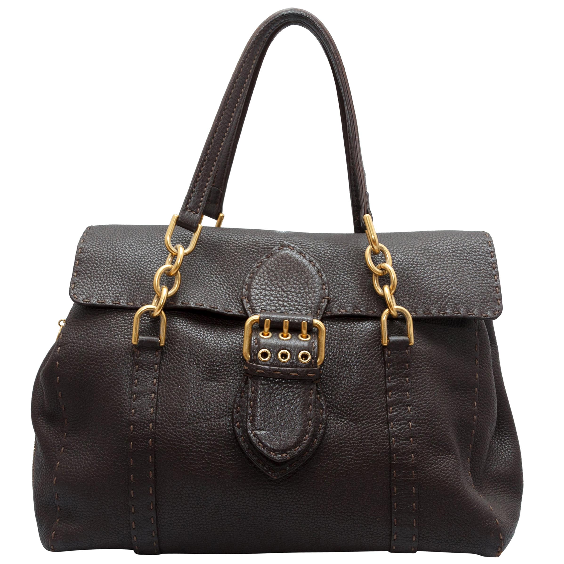 Fendi Brown Selleria Leather Shoulder Bag