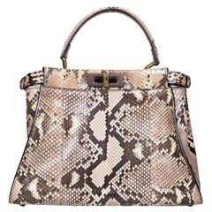 Fendi Brown Snakeskin Peekaboo ISeeU Top-Handle Bag