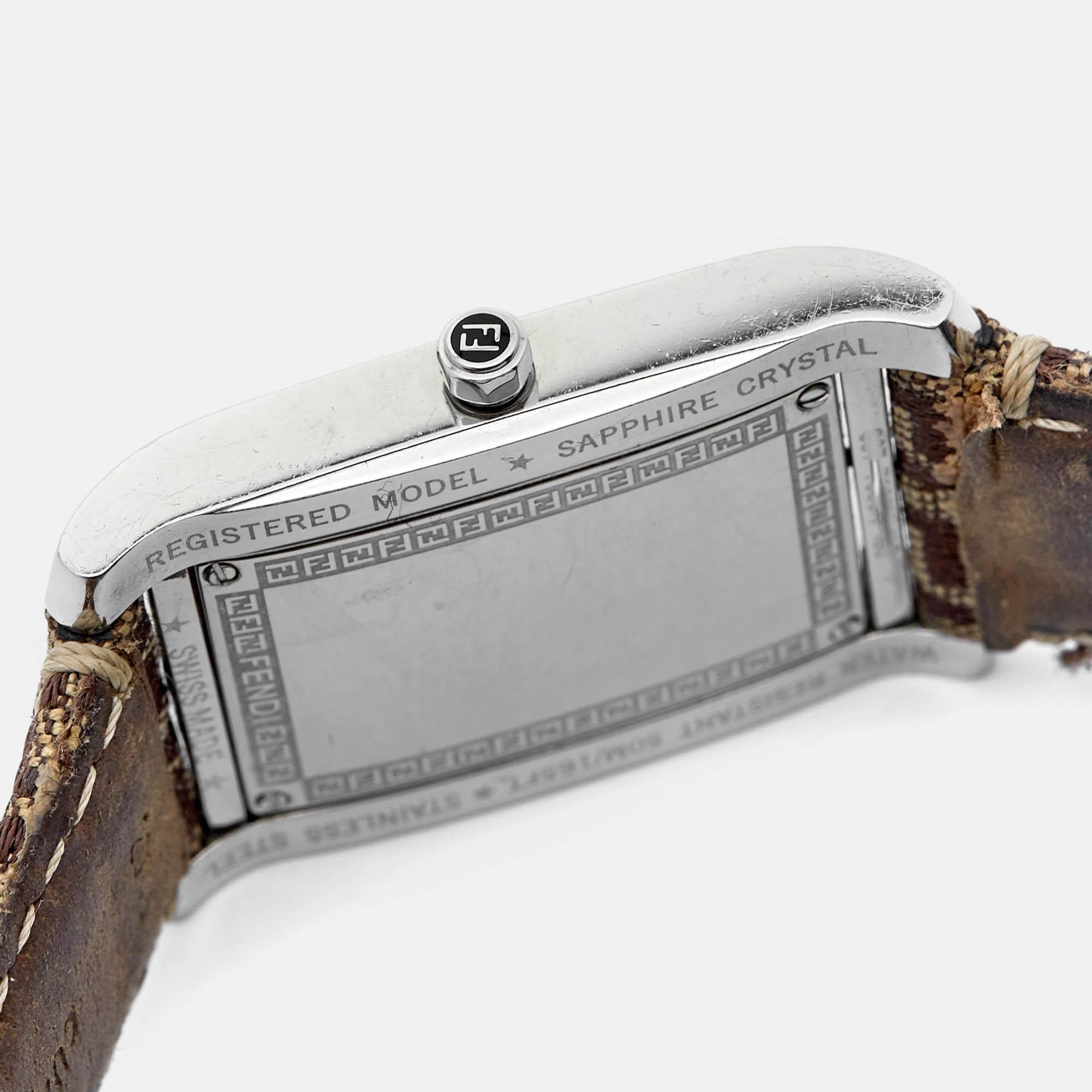 Fendi Brown Stainless Steel Canvas 7600M Women's Wristwatch 27 mm 2