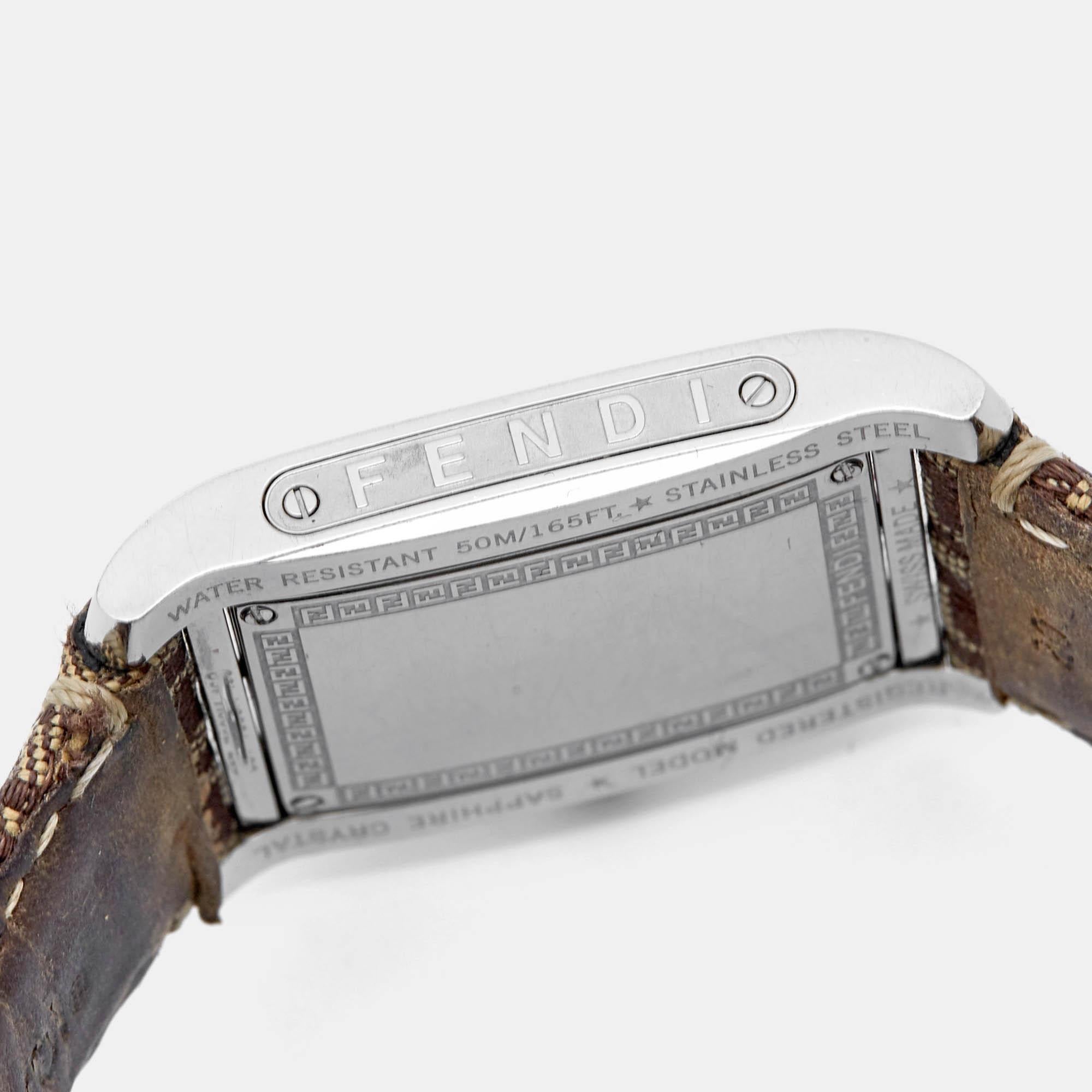 Fendi Brown Stainless Steel Canvas 7600M Women's Wristwatch 27 mm 3