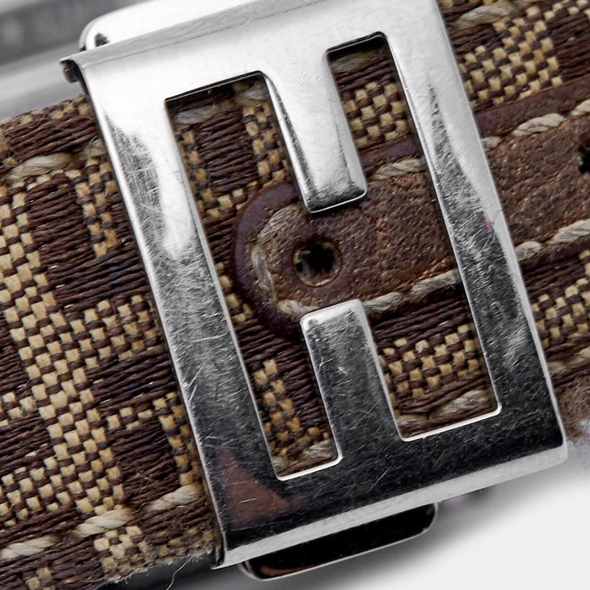 Fendi Brown Stainless Steel Canvas 7600M Women's Wristwatch 27 mm 4