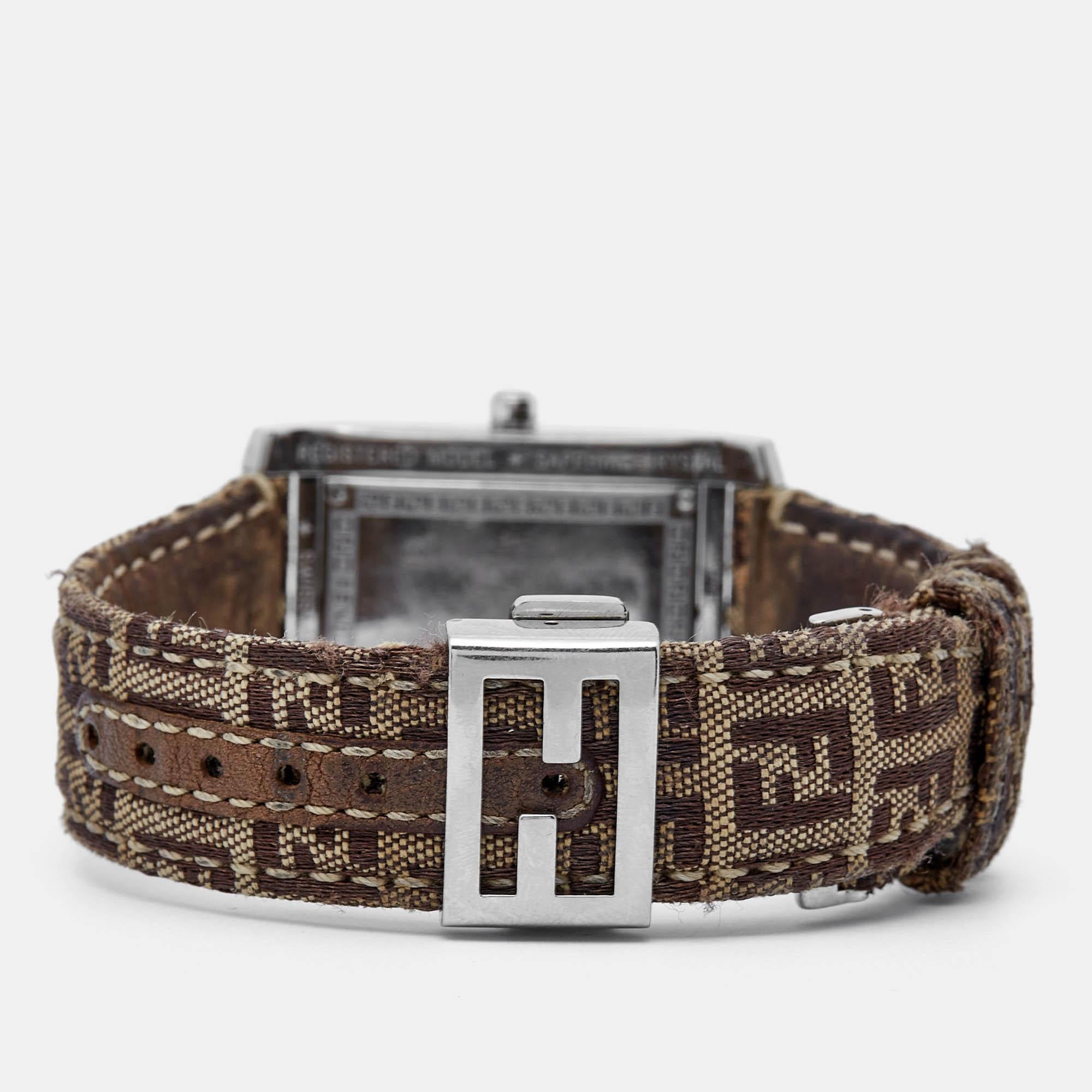 Fendi Brown Stainless Steel Canvas 7600M Women's Wristwatch 27 mm 6