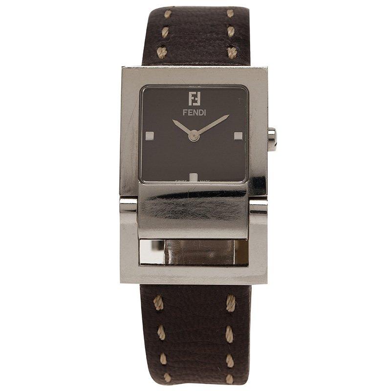 Contemporary Fendi Brown Stainless Steel Classic Women's Wristwatch 26MM