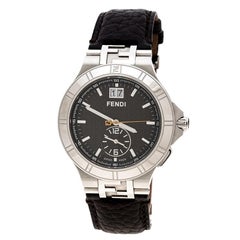 Fendi Brown Stainless Steel Dual Time 4700G Men's Wristwatch 44 mm