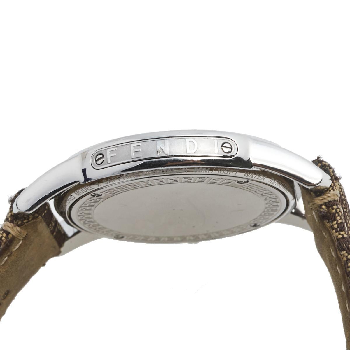 Fendi Brown Stainless Steel Leather 002-149 Women's Wristwatch 37 mm 1