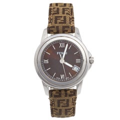 Fendi Brown Stainless Steel Leather 002-149 Women's Wristwatch 37 mm